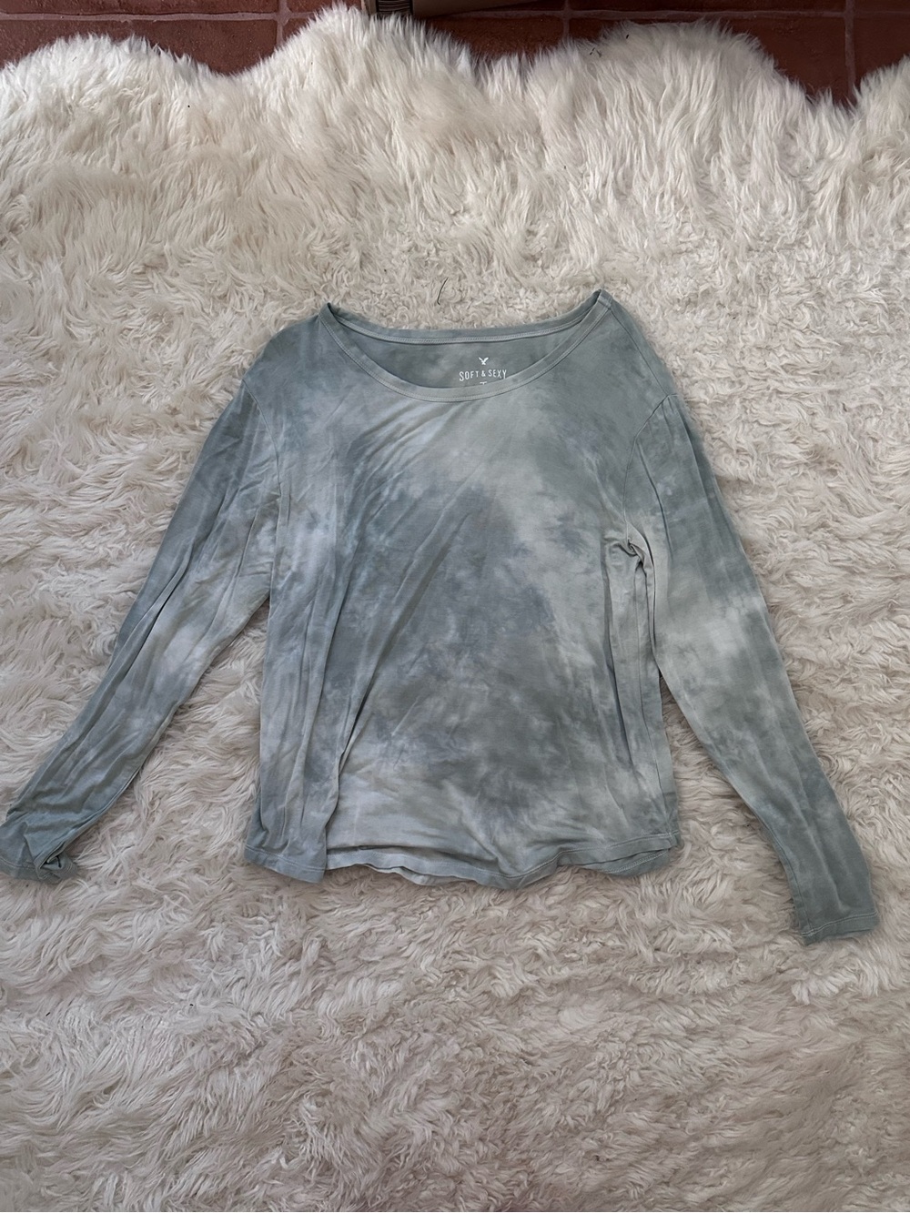 American Eagle Outfitters Sage Green Tie-Dye Long Sleeve Tee